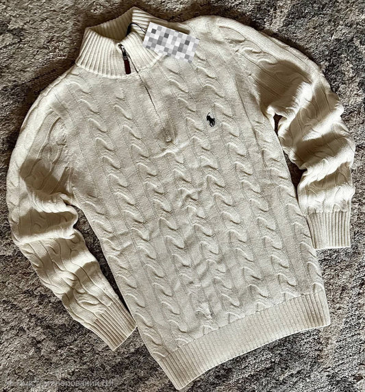 Men’s Cable-Knit Quarter-Zip Sweater