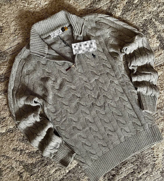 Men’s Cable-Knit Quarter-Zip Sweater